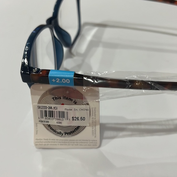 NWT Dark Teal Blue & Brown Tortoise Shell Acrylic Cheater Reading Glasses +2.00 - Picture 2 of 5